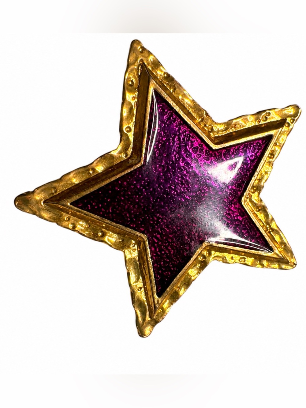 VINTAGE Gold Star Earrings with Deep Purple Inset